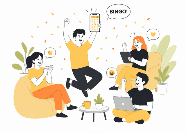 Team celebrating a bingo win